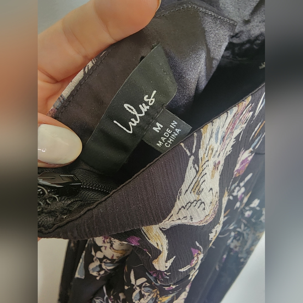 Lulu's Mood of the Night Black Floral Print Maxi Dress Size Medium - Picture 10 of 10